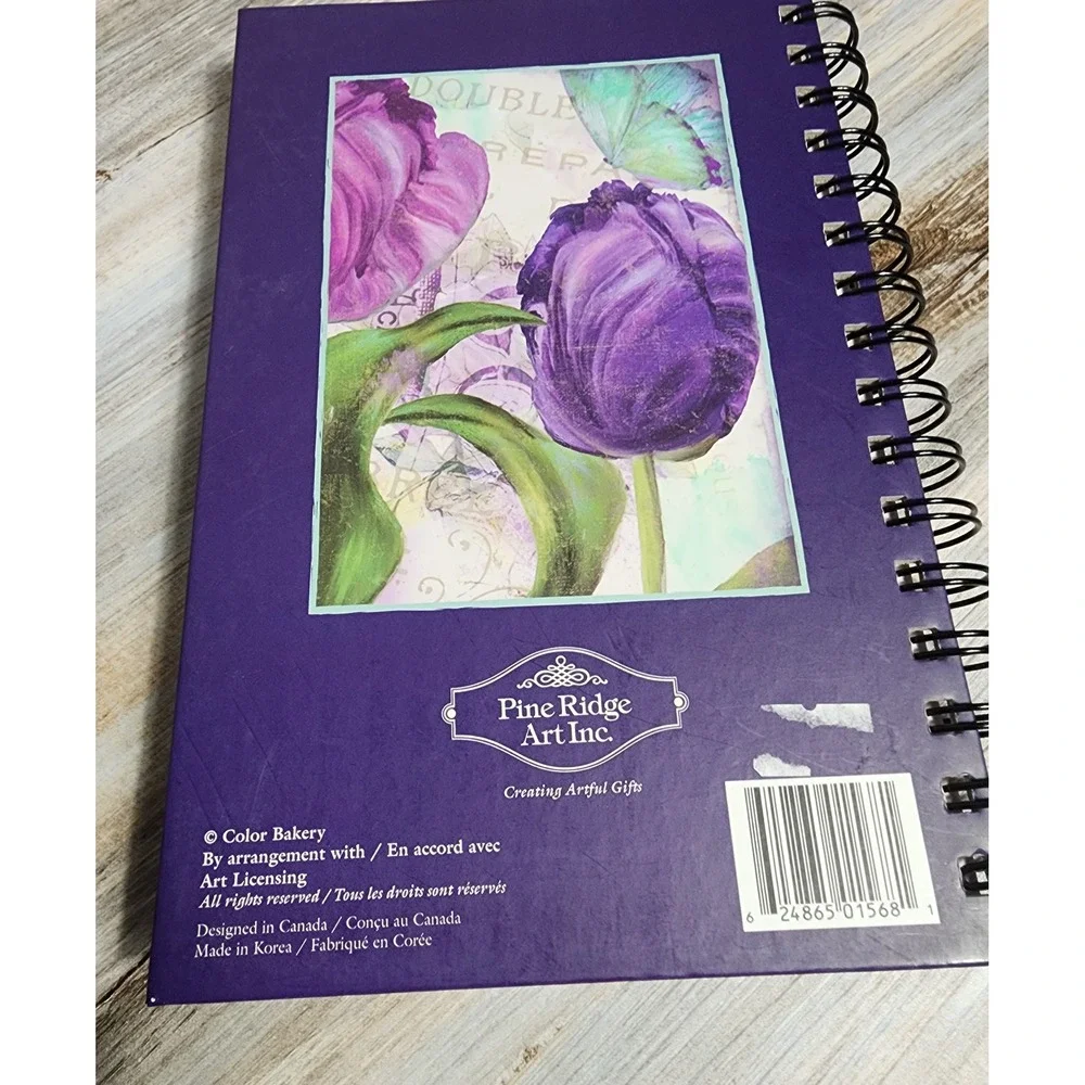 Pine Ridge Art Inc Color Bakery Purple Tulip Butterfly Spiral Lined Journal